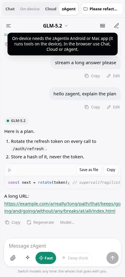 zAgent answer with a numbered plan and a code block